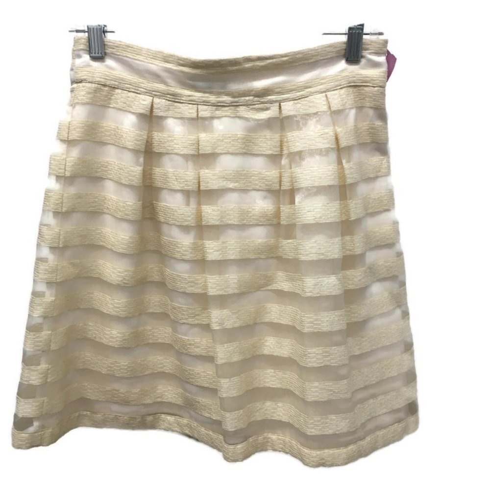 Ann Taylor Cream Striped Skirt